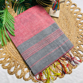 ROSY MIST🌷✨ROSE PINK & ASH GREY COTTON SAREE (SU 833)