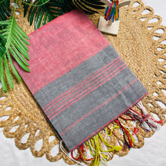 ROSY MIST🌷✨ROSE PINK & ASH GREY COTTON SAREE (SU 833)