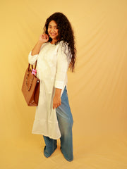 WHITE CHIKANKARI TOP - SU 519