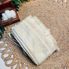 Creamy Gold Tissue Cotton Blend Ready To Wear Saree (SU 896)