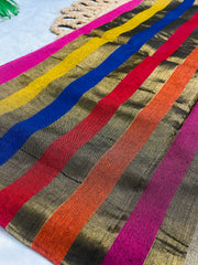 SWARNAREKHA✨🌼COPPER GOLD WITH MULTICOLOURED STRIPES TISSUE SILK SAREE (SU 828)