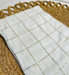 ALORA🦢✨GOLDEN GRID GRACE MUL COTTON SAREE (SU 857)