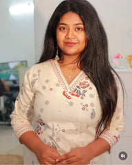 Linen blend Off white Kurtha Top - SU 368