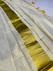 SMALL CHECK DESIGN GOLDEN TISSUE READY TO WEAR SAREE WITH BLOUSE PIECE (SU 877)