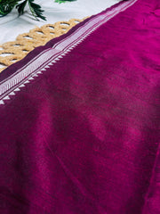 VAINIKA🍇✨DEEP WINE WITH SILVER GREY KHADI COTTON SAREE (SU 830)