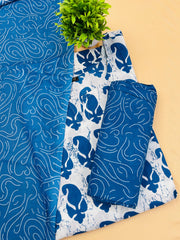 White & Blue Niara cut Kurtha Set - SU 92