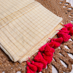 ചന്ദ്രിക🌼✨SOFT CREAM MUL COTTON WITH ELEGANT WOVEN CHECKS SAREE (SU 860)