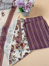 Cream & Brown Floral Print Kurtha Set (SU 73)