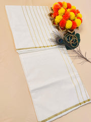 SU 573 -Kerala Cotton Saree with Golden Stripe Pallu