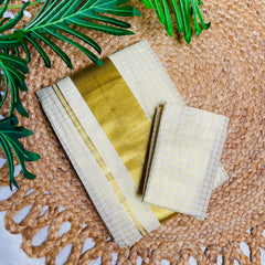 GOLDEN CHECK✨READY TO WEAR TISSUE SAREE (SU 798)
