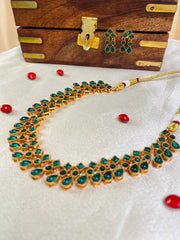 Emerald Green Stone Necklace Set( SJ 61)
