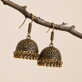 Antique Gold Oxidized Heart Motif Jhumka (SJ 125)