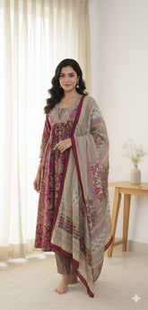 Magenta Salwar Suit with Floral work (SU 89)
