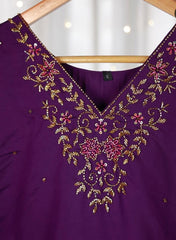 Elegant Dark Red Beads Work V-Neck Kurti (SU 115)