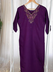 Elegant Dark Red Beads Work V-Neck Kurti (SU 115)