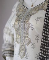 White kurti set with back print (SU 264)