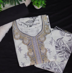 White kurti set with back print (SU 264)