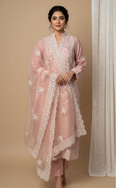 Pastel pink Karachi silk salwar suit(SU 374)