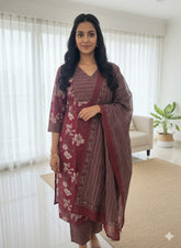 Maroon Angrakha Kurtha Set - SU 309