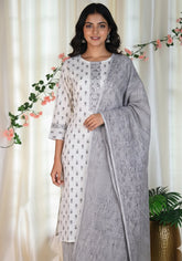 WHITE WITH BLACK PRINT 3 PIECE SET (SU 235)