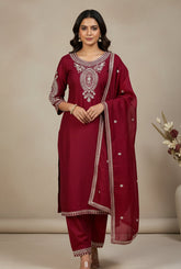 Red Salwar suit with bag (SU 349)
