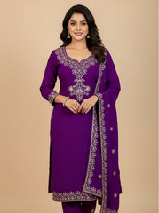Violet Salwar set with bag (SU 394)