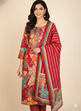 REDDISH PINK DIGITAL PRINTED KURTHI SET (SU 189)