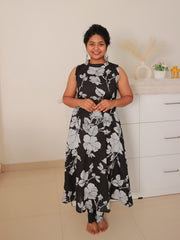 BLACK AURA LEAF CO ORD SET (SU 656) (Sleeves available )