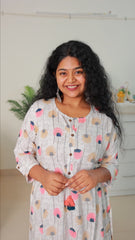 White Kurti Top With Pink & Floral Print ( SU 193 )