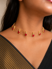 Red Stone Chandrakor Layered Necklace ✨(SJ 24)
