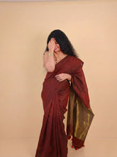 ARIKA MAROON WITH COPPER COLOUR KHADI COTTON SAREE (SU 712)