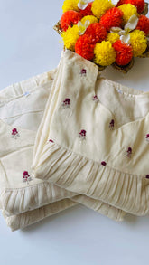 Off white small magenta flowers top