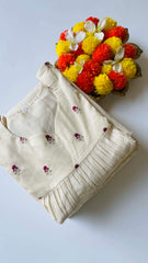 Off white small magenta flowers top