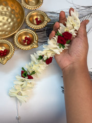 Artificial Jasmine String with Red Rose & Green leaves