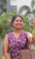 VOILET FLORAL PRINT SLEEVELESS TOP (SU 343)