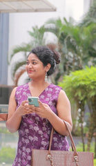 VOILET FLORAL PRINT SLEEVELESS TOP (SU 343)