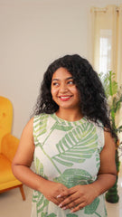 White with green leaf co-ord set- SU 336