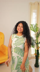 White with green leaf co-ord set- SU 336