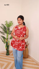 BRICK RED SHORT KURTHI WITH DAZZELS (SU 403)