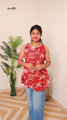 BRICK RED SHORT KURTHI WITH DAZZELS (SU 403)