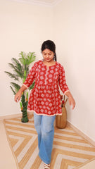 BRICK RED SHORT KURTI (SU 355)