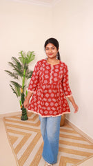 BRICK RED SHORT KURTI (SU 355)