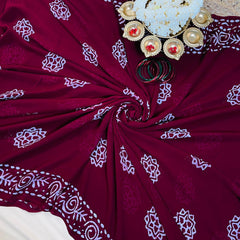 Maroon Batik Print Georgette Saree