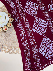 Maroon Batik Print Georgette Saree