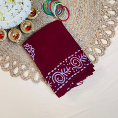 Maroon Batik Print Georgette Saree