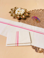 Pink Puliyilakkara Set Mundu (SU 546)