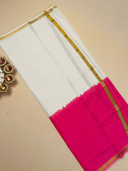 Pink & White Double Layer Dhoti