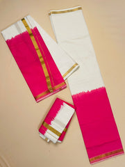 Pink & White Double Layer Dhoti