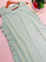 Pastel Green Button Plain Co-ord Set (Sleeves Attached) - SU 338
