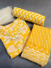 Yellow V Neck Work 3 Piece Kurthi Set (SU 282)